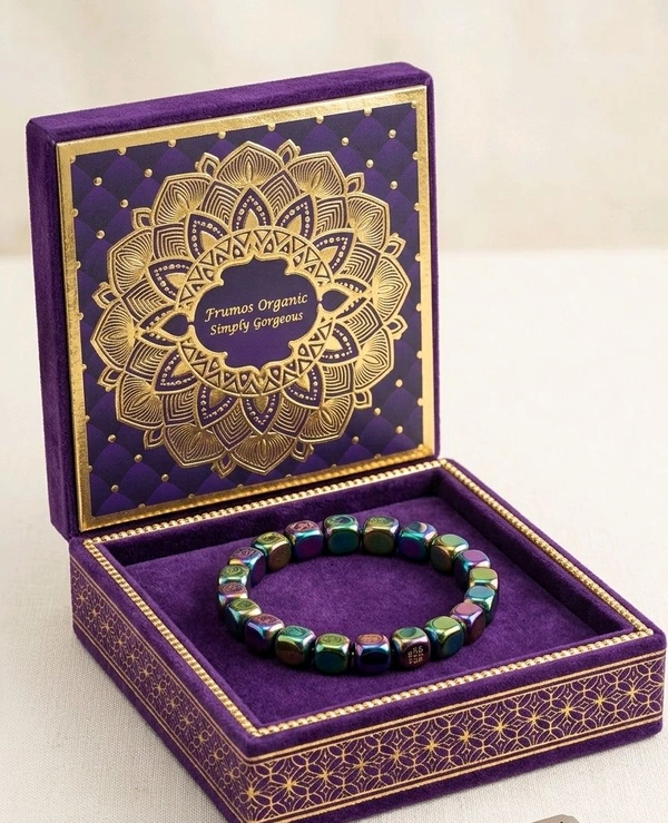Fab Rainbow Hematite Aura Stone Peacock Blue Bracelet