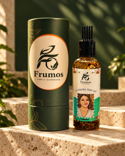 Frumos Organic 31 Herbs Hair Oil – Ayurvedic Hair Fall & Growth Oil (100ml) Alternate View
